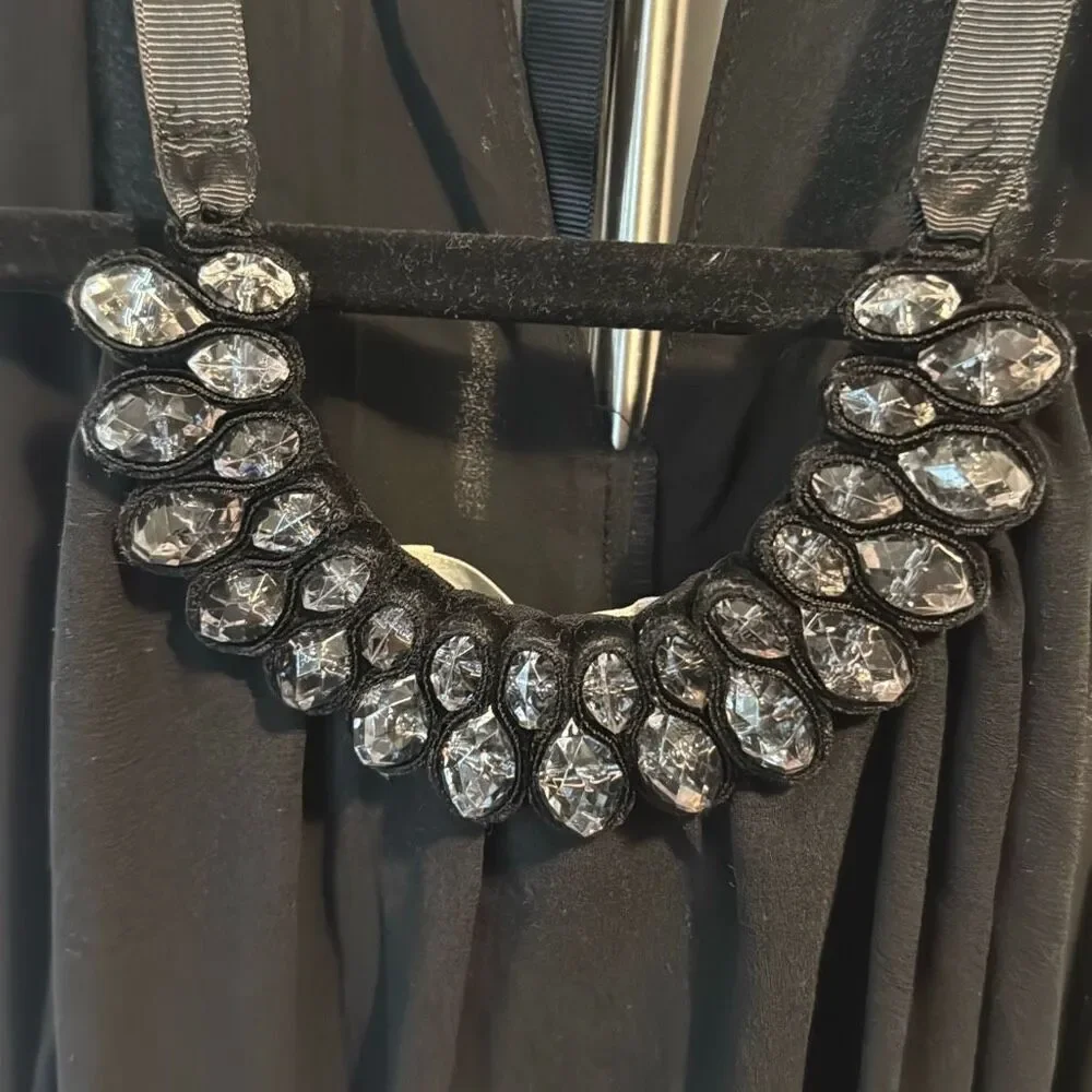 MAX STUDIO Halter Neck Trapeze Dress Medium   Crystal like neckline‎ with jewels - Picture 2 of 6